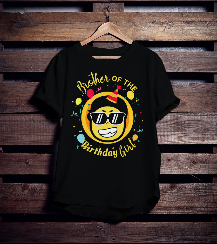 Brother Of The Birthday Girl Funny Emoji Party T-Shirt