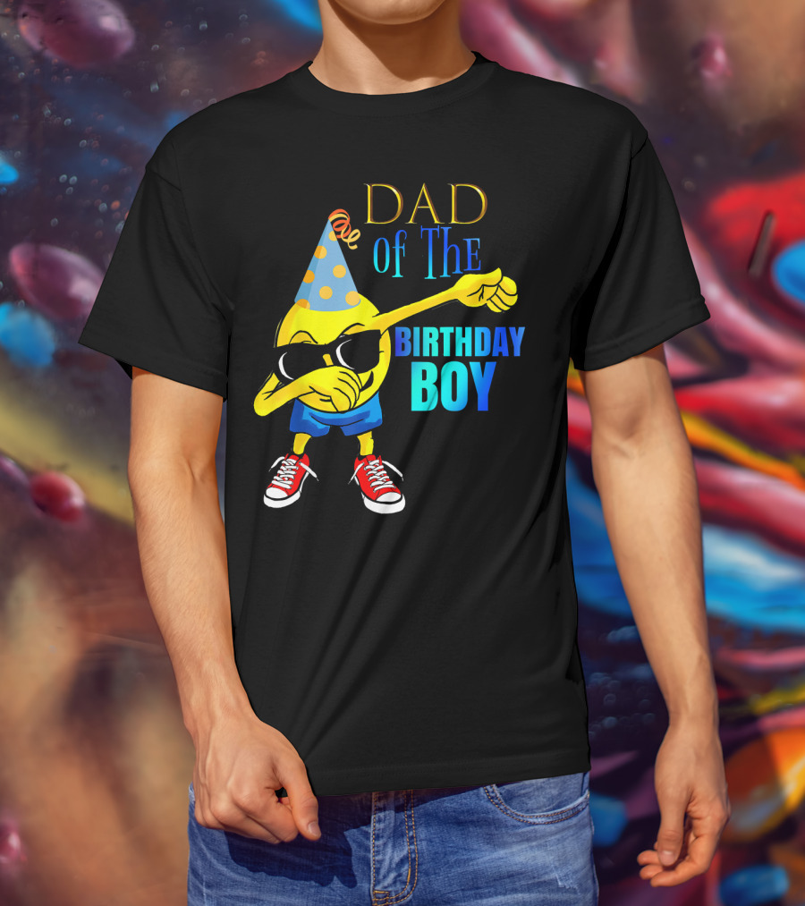 Dad Of The Birthday Boy Cool Dancing Dabbing Emoji T-Shirt