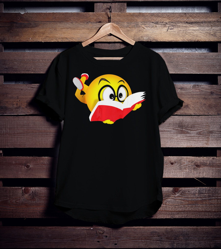 Nerdy Reading Emoji Glasses Book T-Shirt