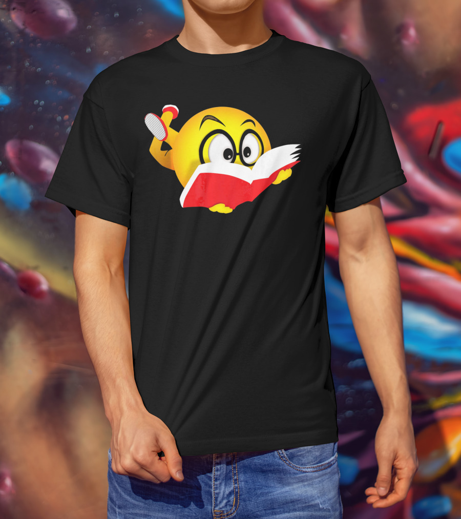 Nerdy Reading Emoji Glasses Book T-Shirt