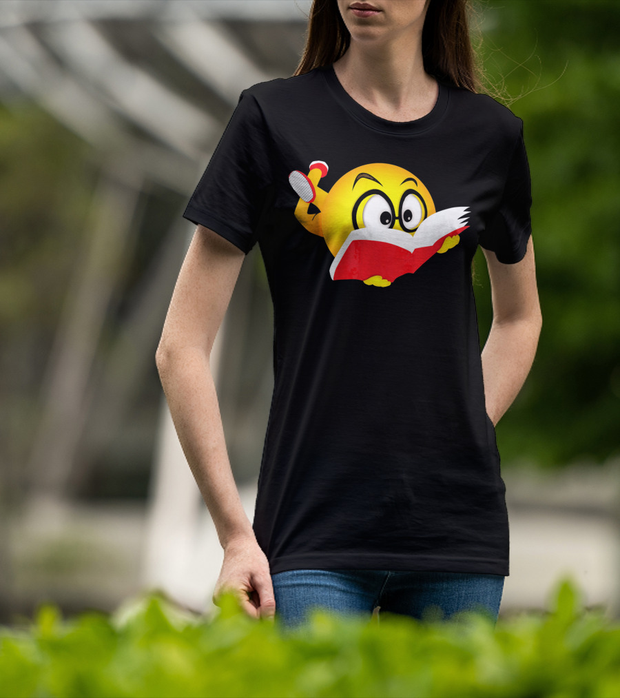Nerdy Reading Emoji Glasses Book T-Shirt