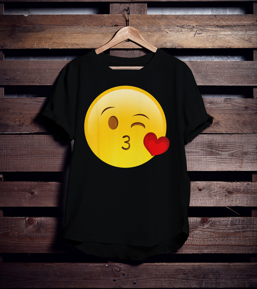 Emoji Throwing A Kiss Puckered Lips Blow Winking Face With Heart T-Shirt