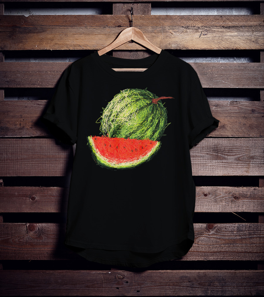 Huge Watermelon Fruit Sketch T-Shirt