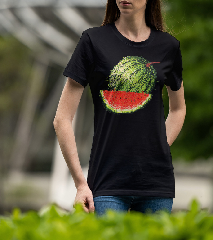 Huge Watermelon Fruit Sketch T-Shirt