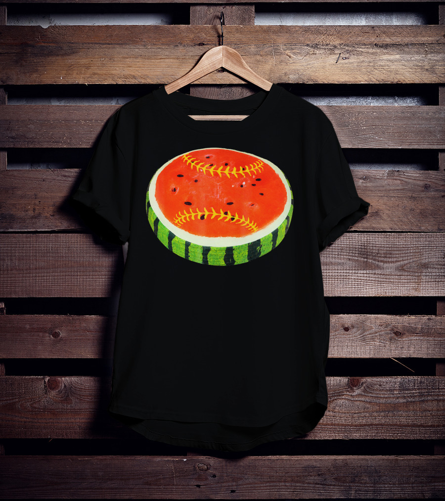Watermelon Softball Fruit Stitch Play T-Shirt