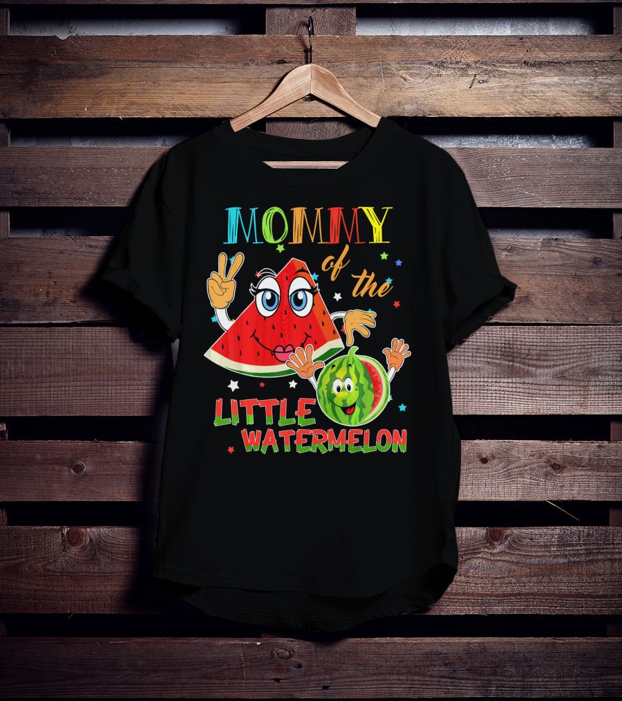 Mommy Of The Little Watermelon Funny Matching Birthday T-Shirt