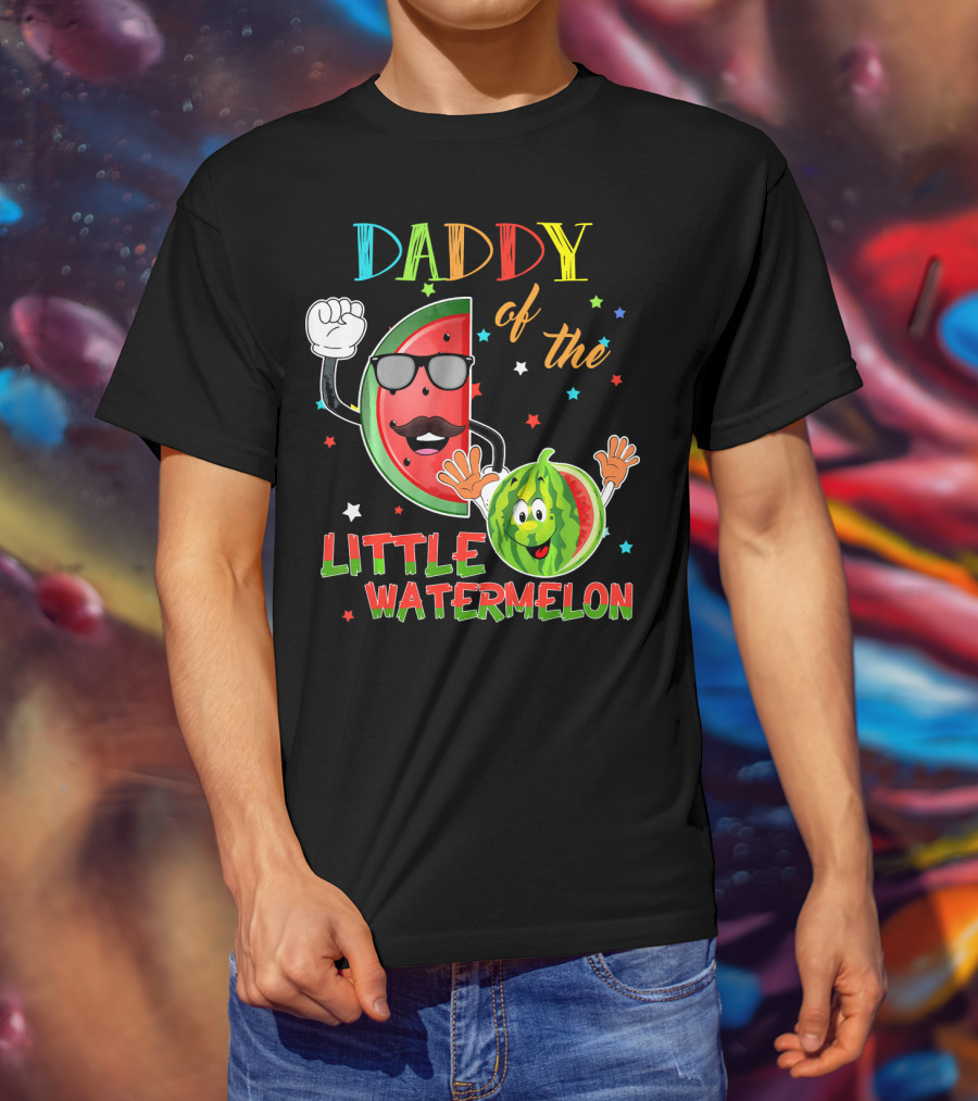 Daddy Of The Little Watermelon Funny Matching Birthday T-Shirt