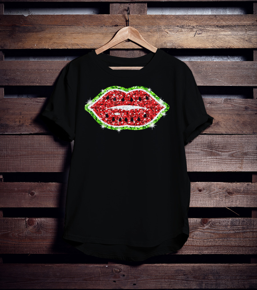 Watermelon Glitter Lips For Women And Girls T-Shirt