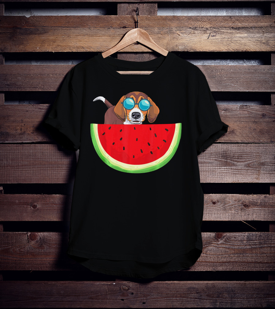 Beagle With Sunglasses And Watermelon Slice T-Shirt