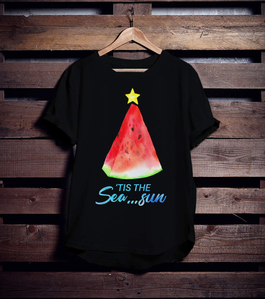 'Tis The Sea Sun Watermelon Christmas Tree T-Shirt