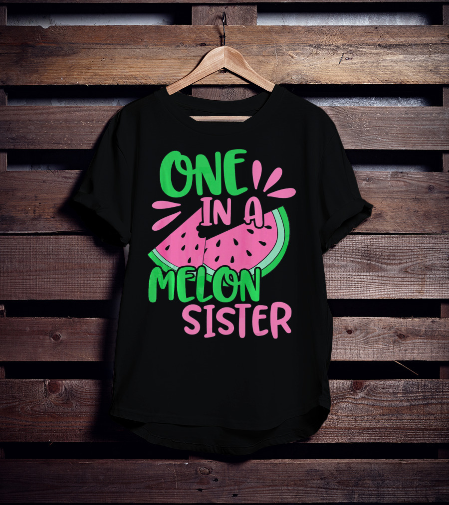 One In A Melon Sister Cute Pink Watermelon T-Shirt