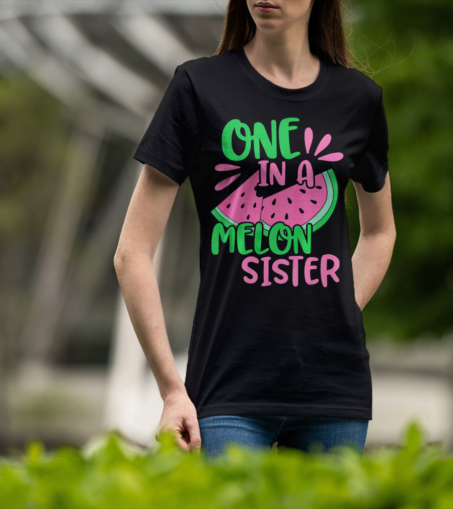 One In A Melon Sister Cute Pink Watermelon T-Shirt