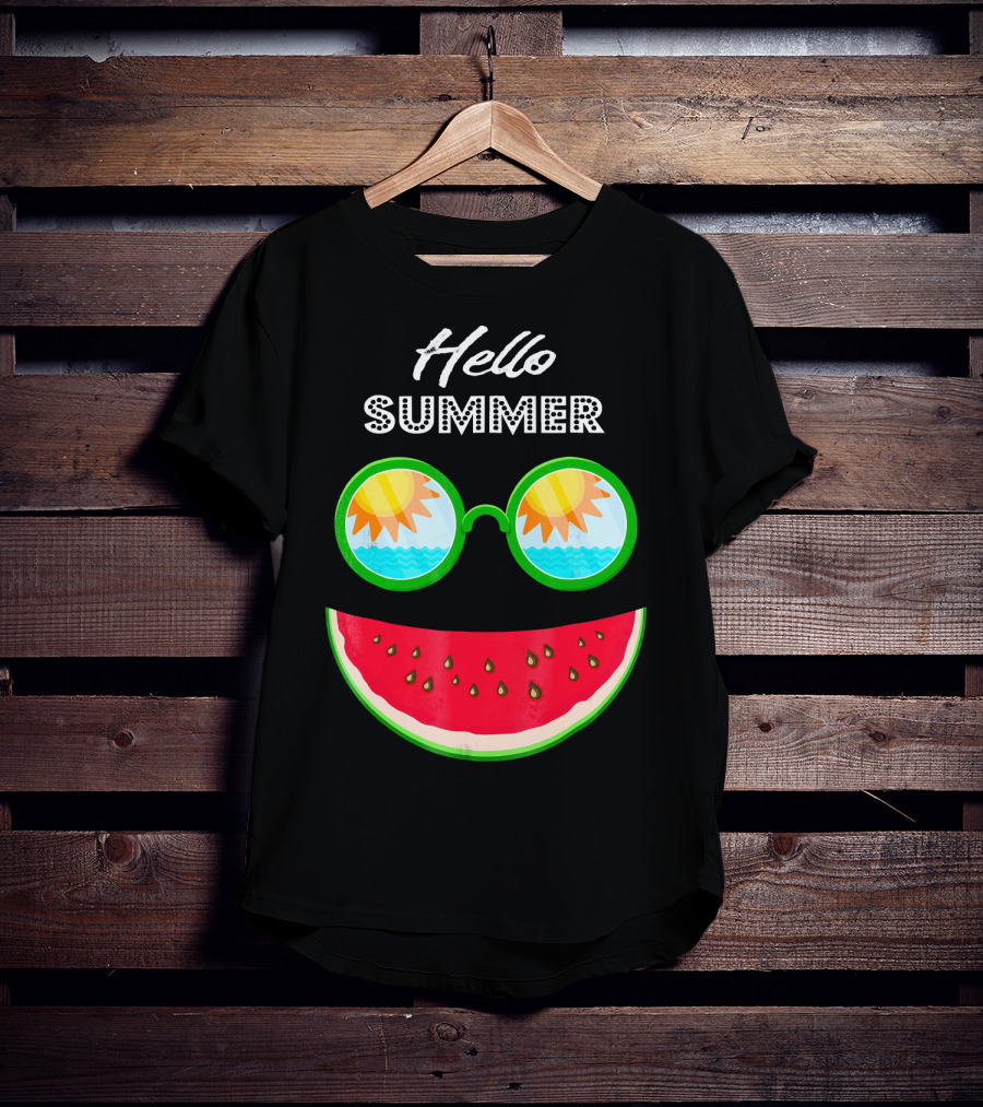 Hello Summer Watermelon Smile Sunglasses T-Shirt