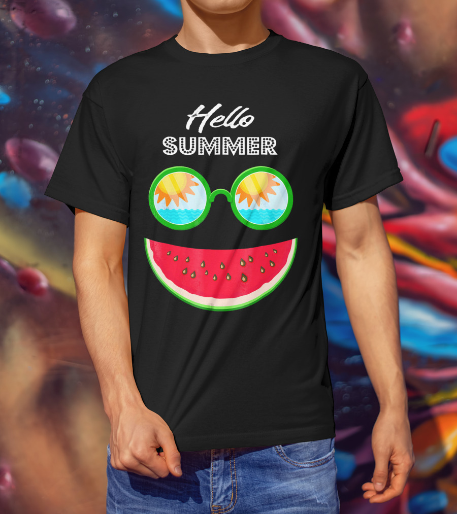Hello Summer Watermelon Smile Sunglasses T-Shirt