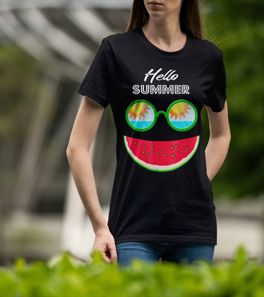 Hello Summer Watermelon Smile Sunglasses T-Shirt