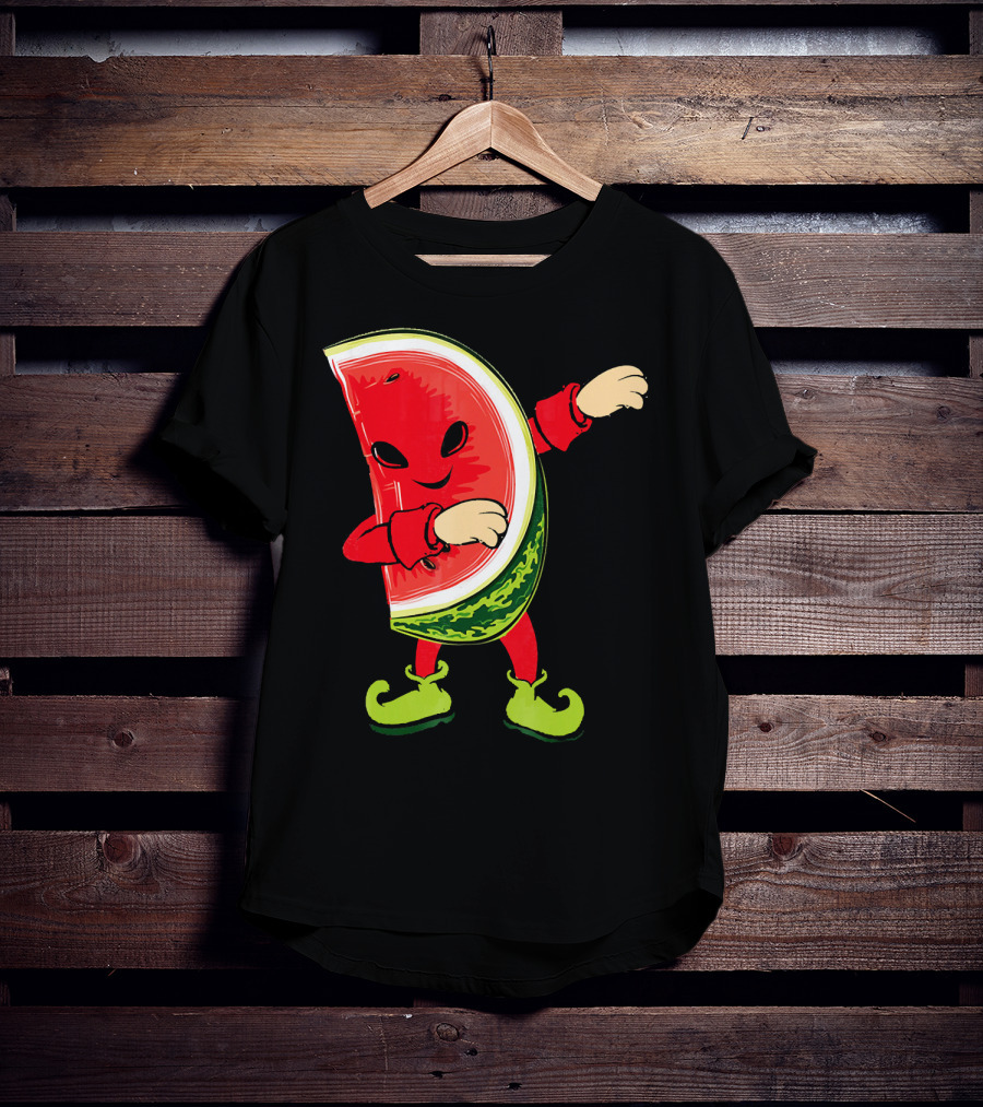 Funny Dabbing Watermelon Dab Character With Green Shoes T-Shirt
