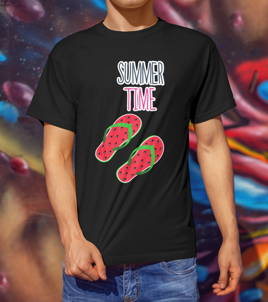 Summer Time Watermelon Flip Flop Fun T-Shirt