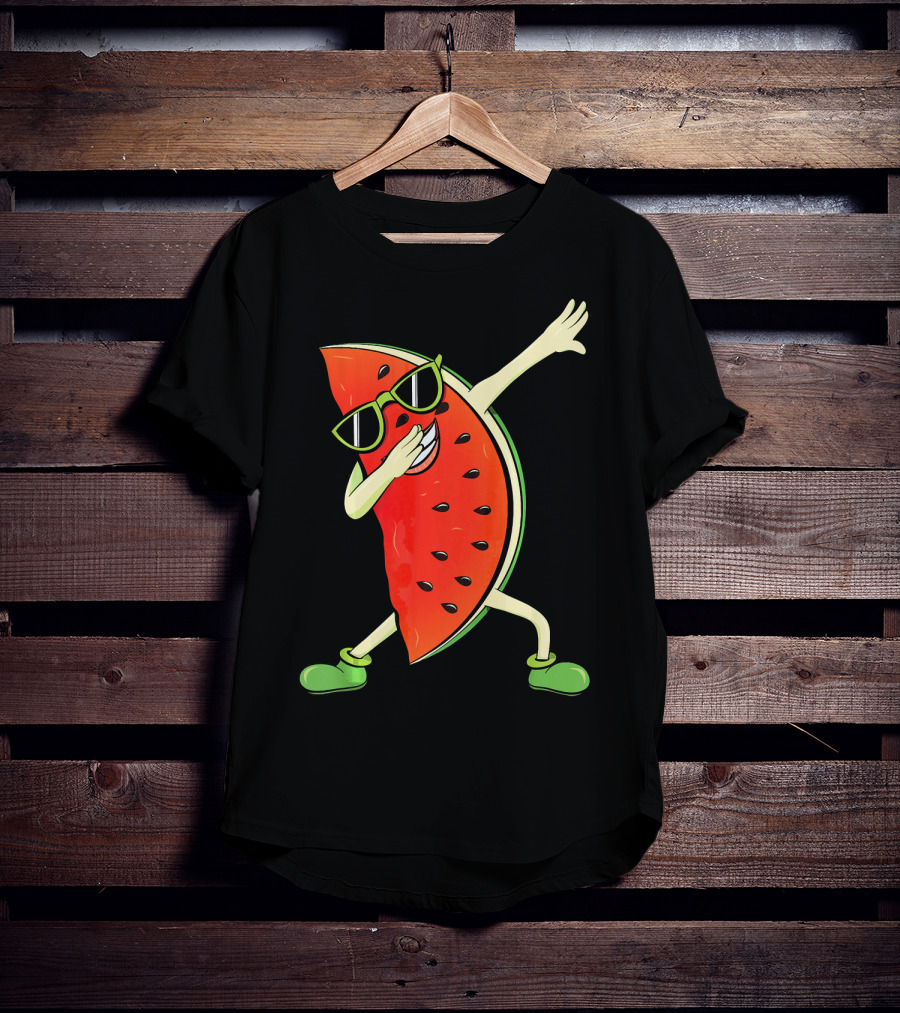 Dabbing Watermelon Slice Kawaii Melon Summer With Sunglasses T-Shirt