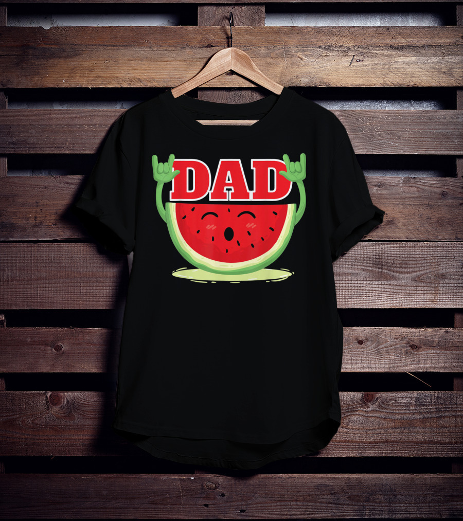 Mens Watermelon Dad Melon Rock Hands Juicy T-Shirt