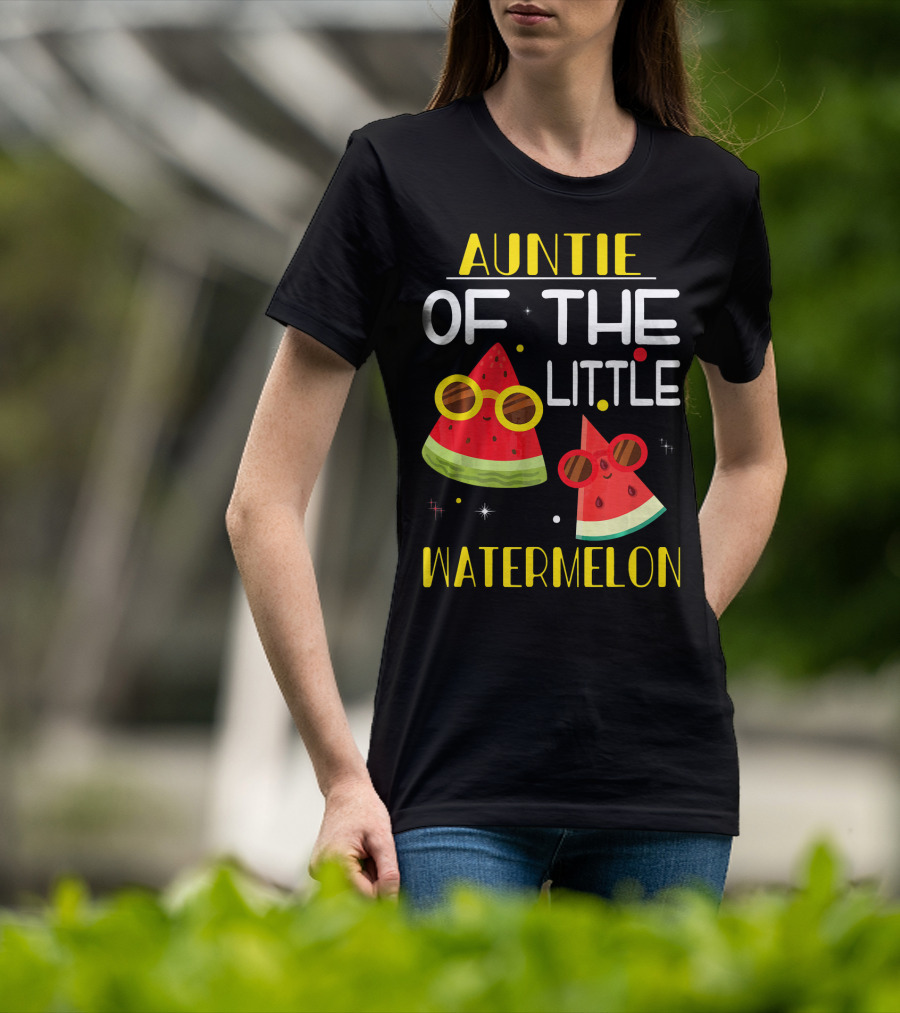 Auntie Of The Little Watermelon Cute Sunglasses Fun T-Shirt