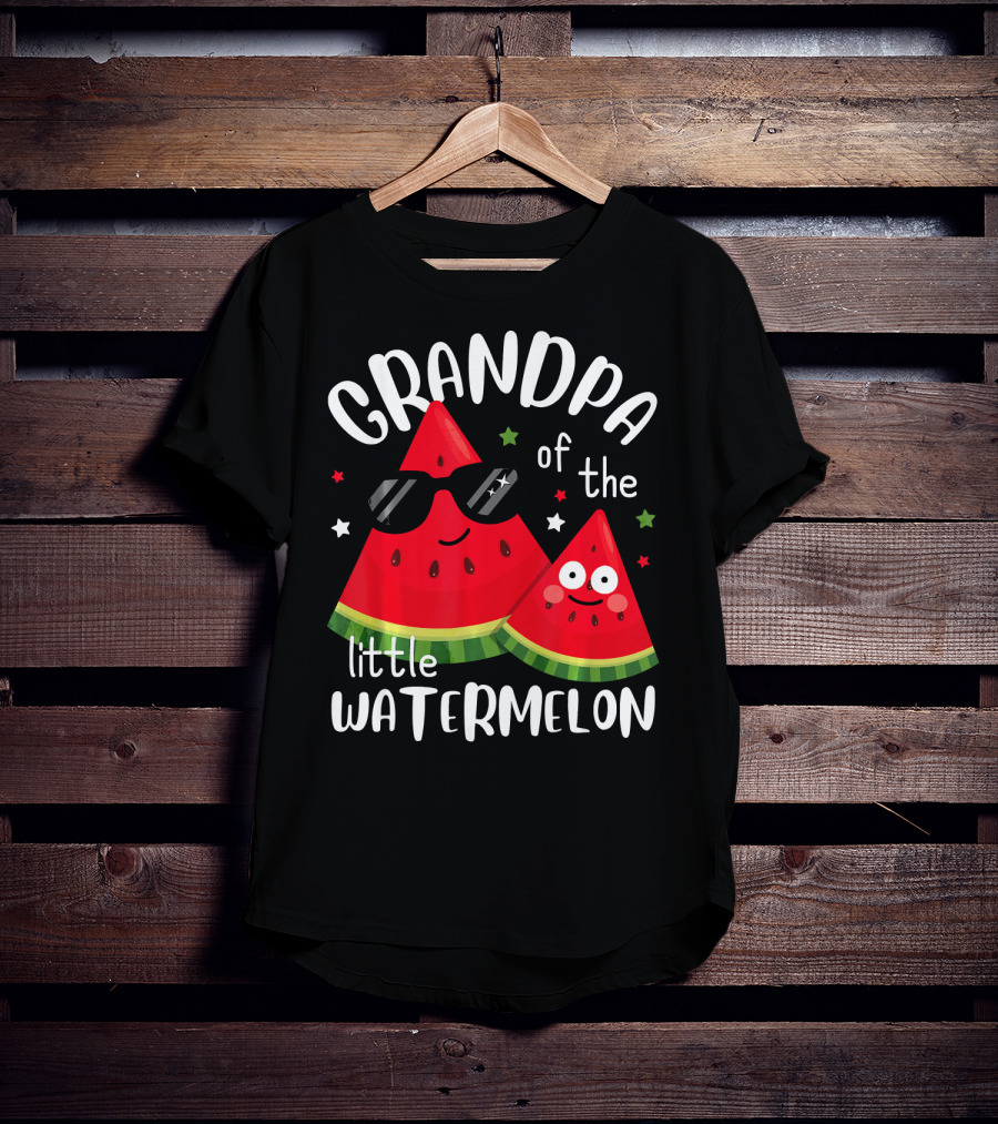 Grandpa Of The Little Watermelon With Sunglasses And Smiling Faces T-Shirt
