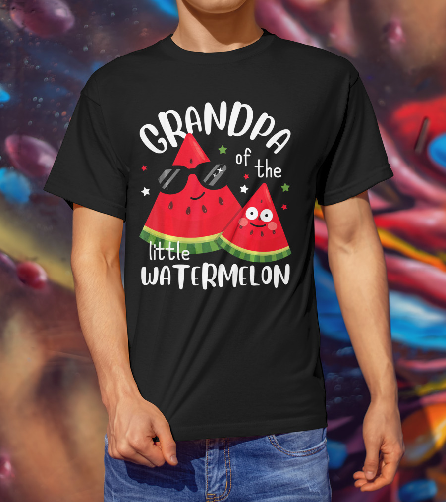 Grandpa Of The Little Watermelon With Sunglasses And Smiling Faces T-Shirt