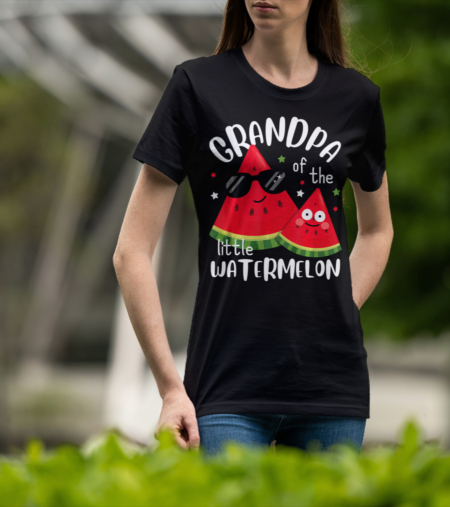 Grandpa Of The Little Watermelon With Sunglasses And Smiling Faces T-Shirt
