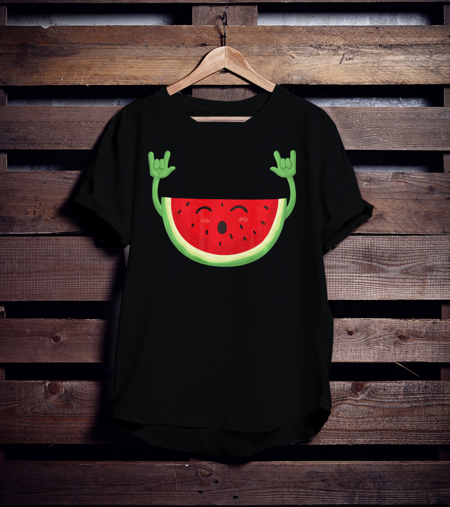 Watermelon Dancing Watermelon Rock On Hand Gesture T-Shirt