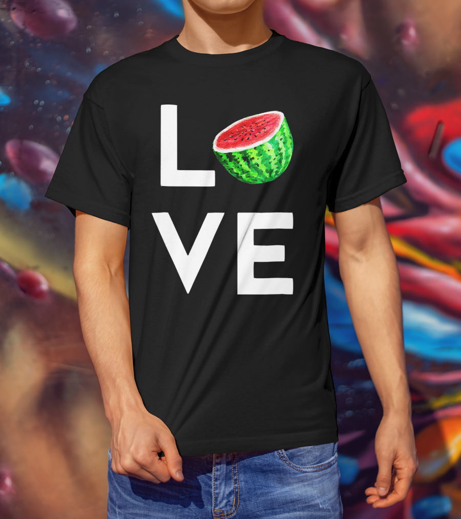LOVE Watermelon I Love Watermelon Funny Vegan T-Shirt