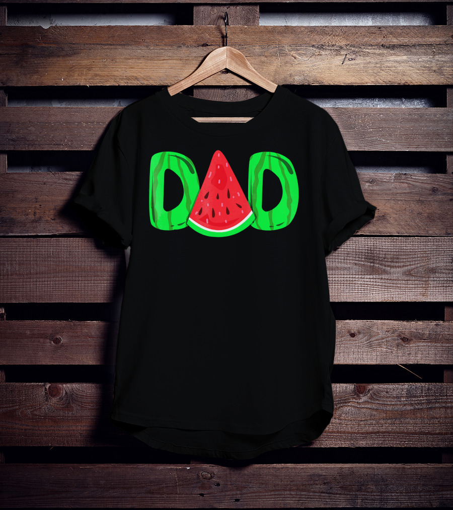 DAD Watermelon Slice Lettering Fun Summer Vibes T-Shirt