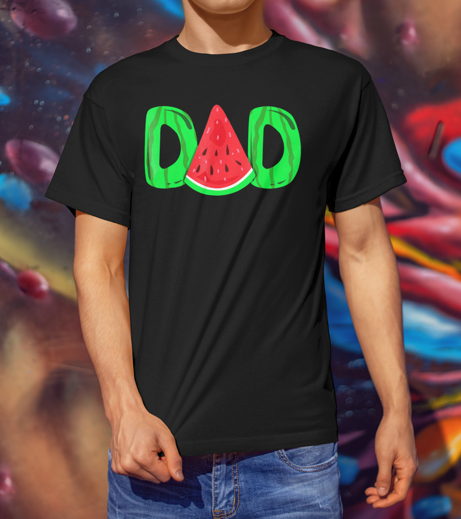 DAD Watermelon Slice Lettering Fun Summer Vibes T-Shirt