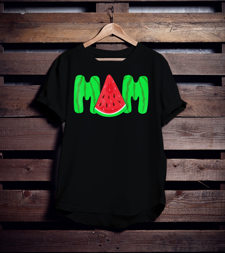 Mom Watermelon Slice Typography T-Shirt
