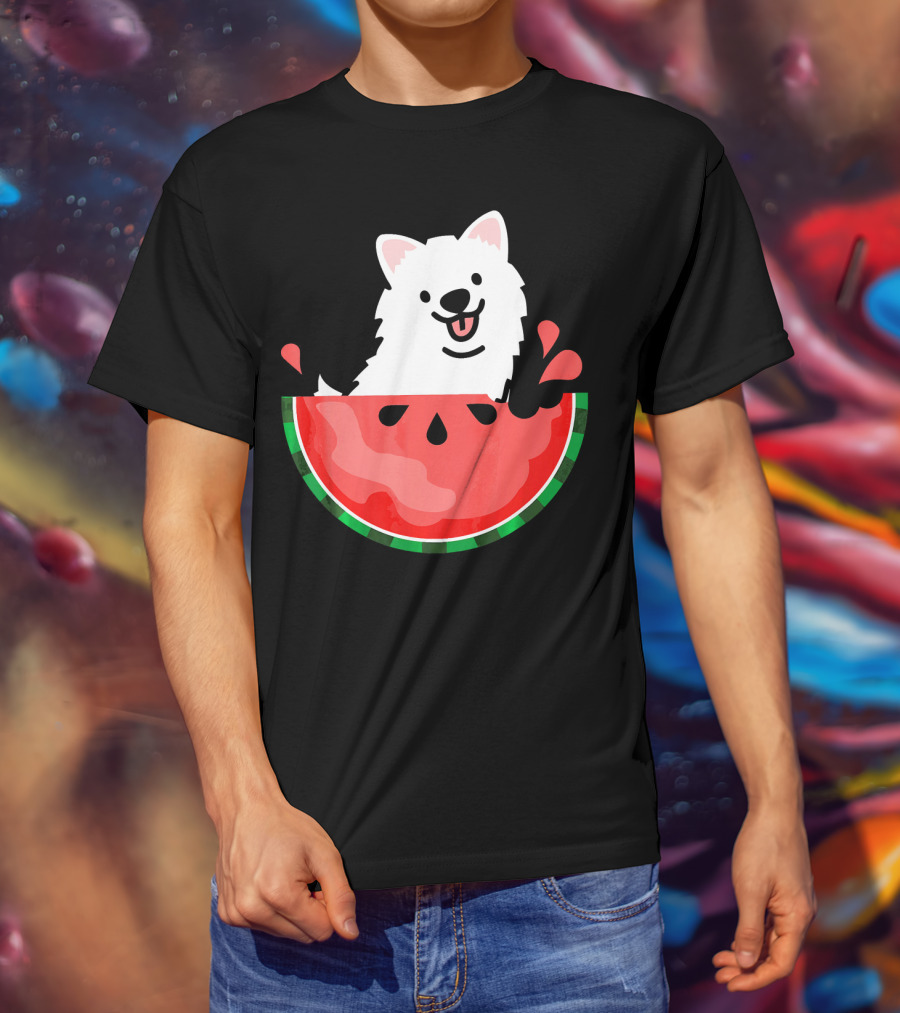 Watermelon Samoyed Summer Va Playful Pup Fun T-Shirt