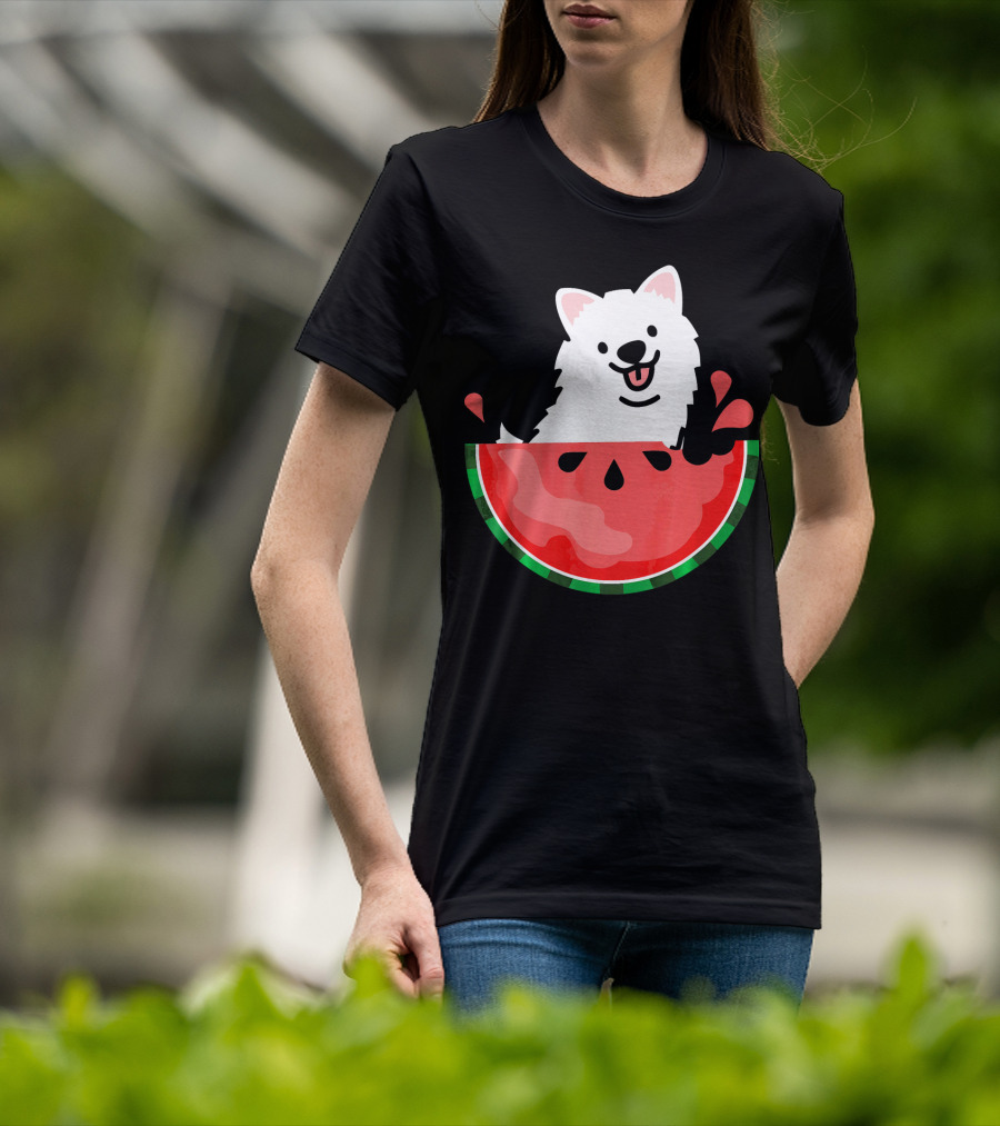Watermelon Samoyed Summer Va Playful Pup Fun T-Shirt