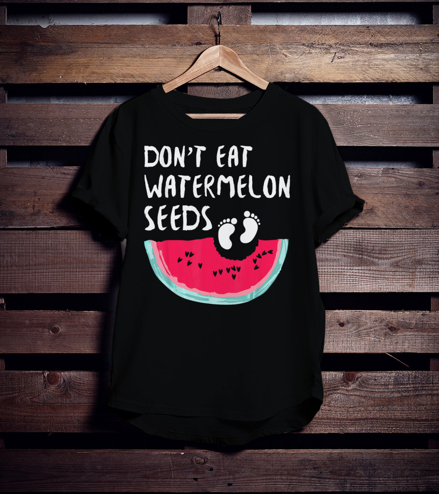 Don't Eat Watermelon Seeds Baby Announcement Footprints T-Shirt