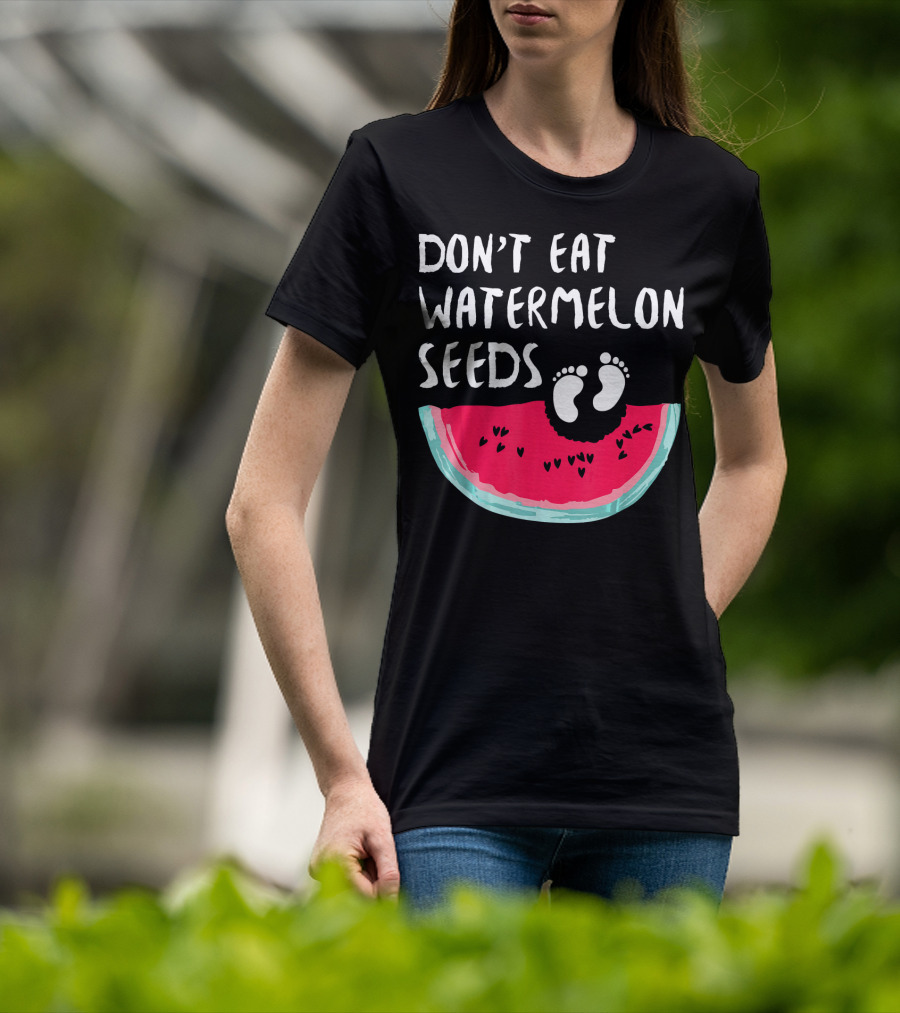 Don't Eat Watermelon Seeds Baby Announcement Footprints T-Shirt