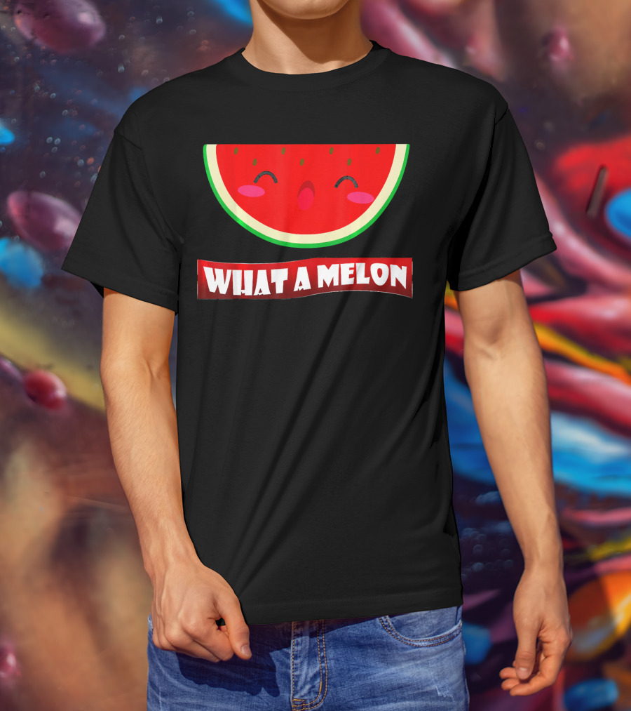 WIHAT A MELON Cute Smiling Watermelon Slice T-Shirt