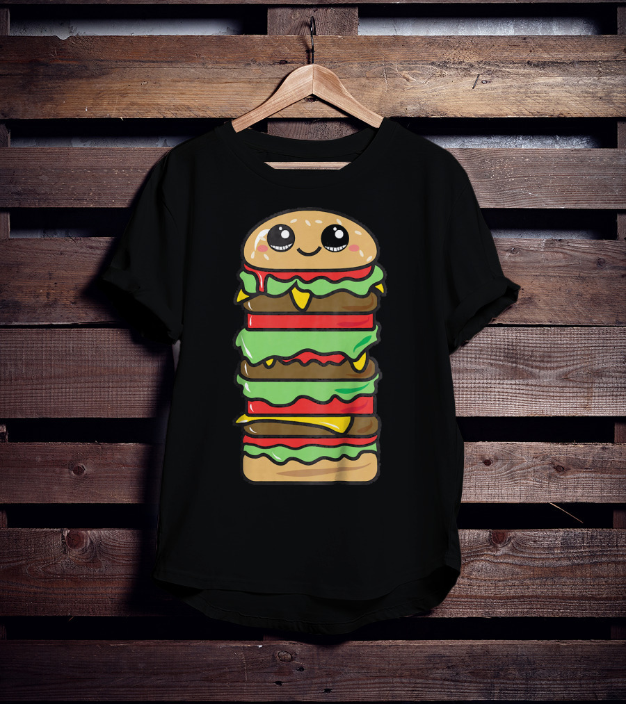 Kids Funny Kawaii Hamburger Burger Eat Food Boy T-Shirt