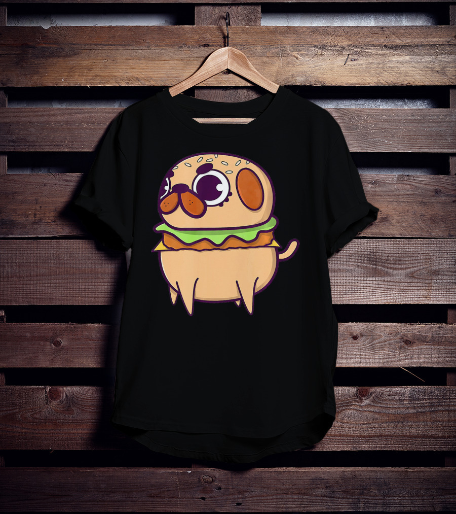 Cute Pug Hamburger Funny Pug Burger Love T-Shirt