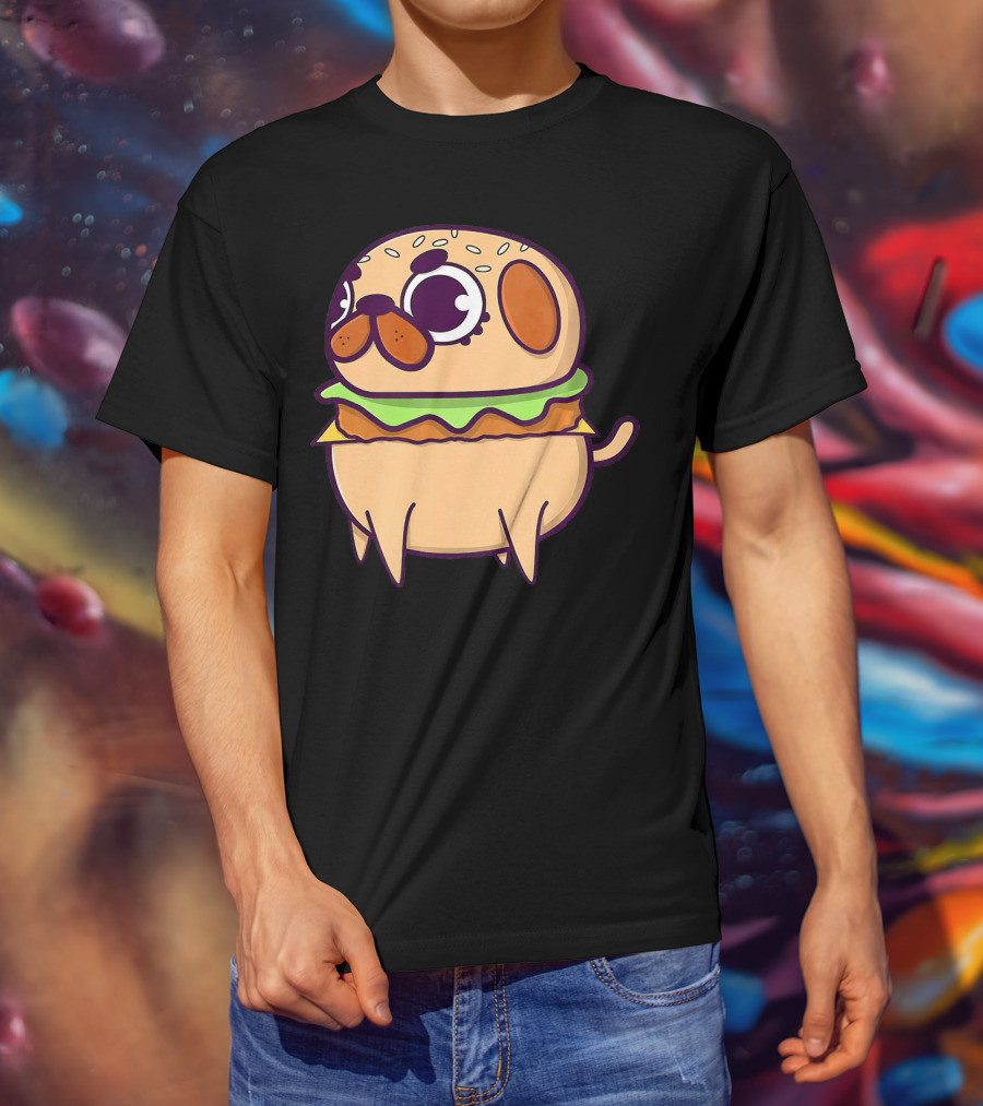 Cute Pug Hamburger Funny Pug Burger Love T-Shirt