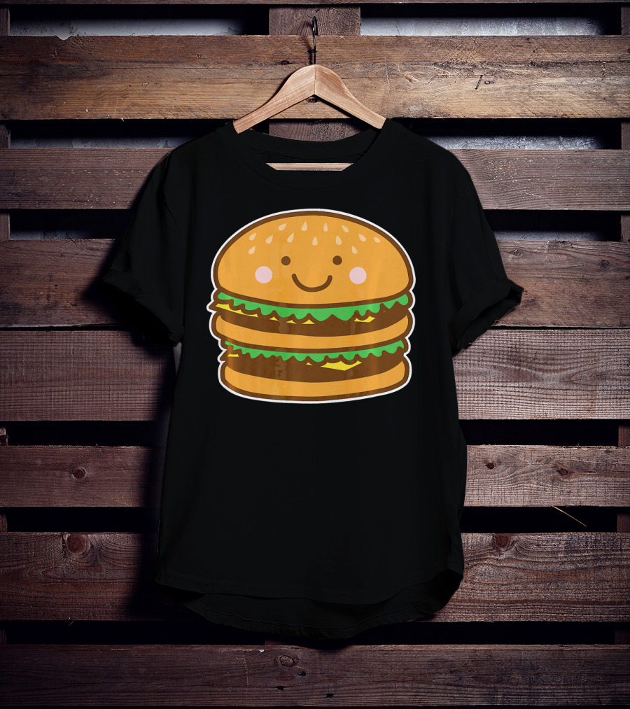Funny Cute Burger Smiley Face Halloween Costume T-Shirt