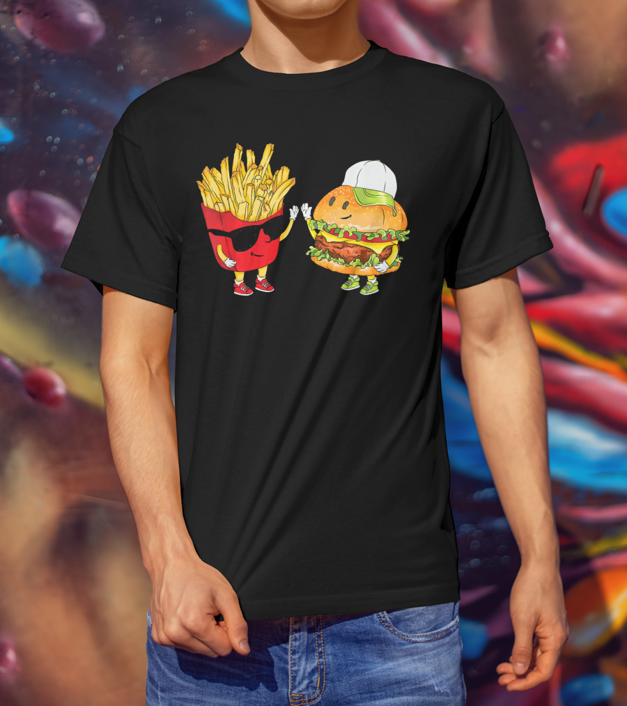 Hamburger Fries High Five Cool Fun Combo T-Shirt