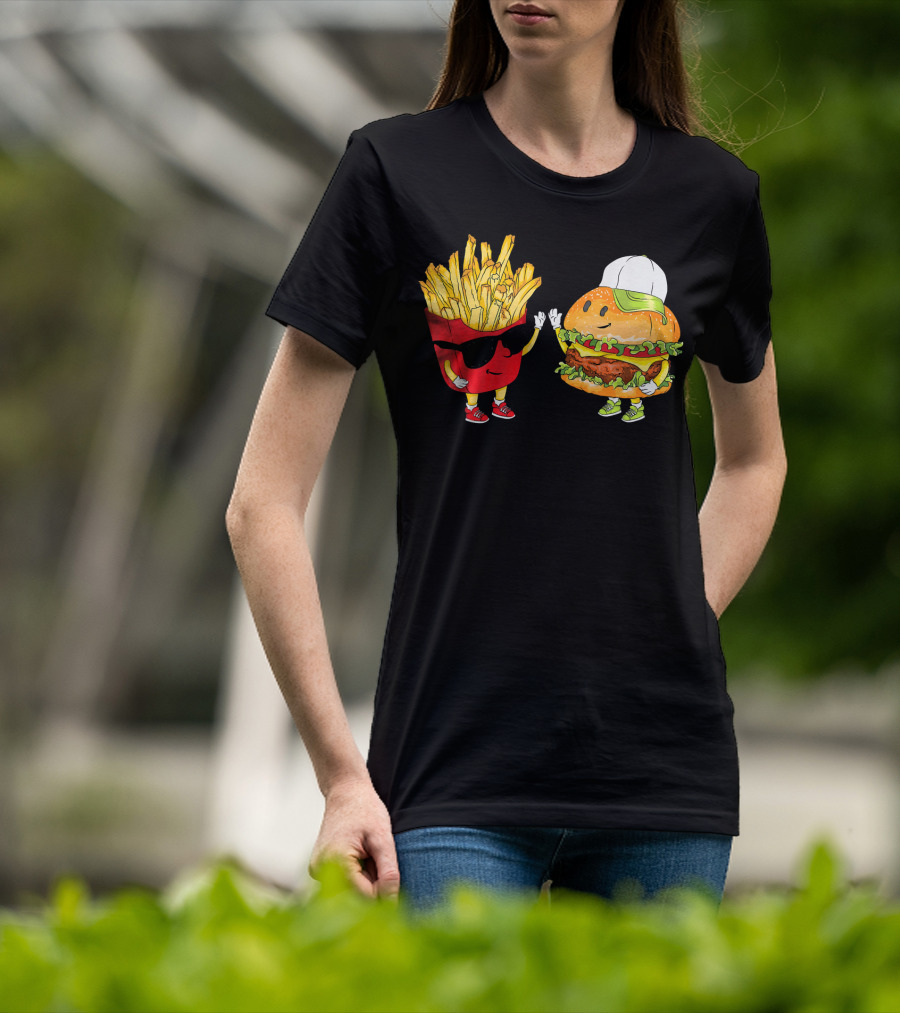 Hamburger Fries High Five Cool Fun Combo T-Shirt