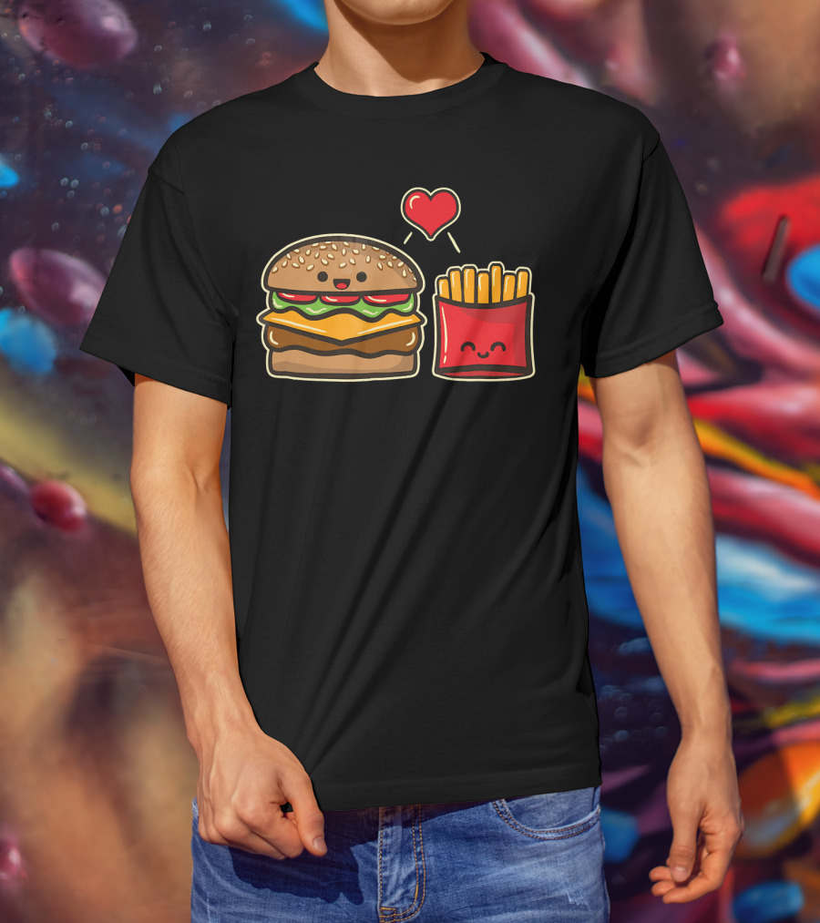 Burger And Fries Love Food T-Shirt