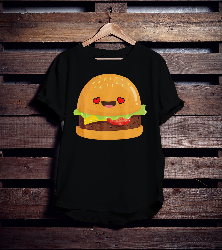 Cheeseburger Love Heart Eyes Emoji Cheese T-Shirt