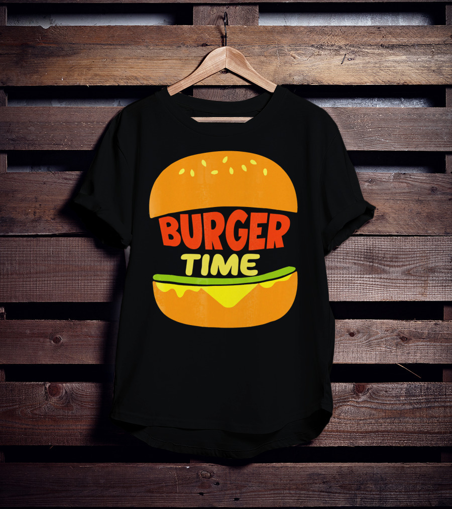 Burger Time Cheeseburger Icon Text T-Shirt
