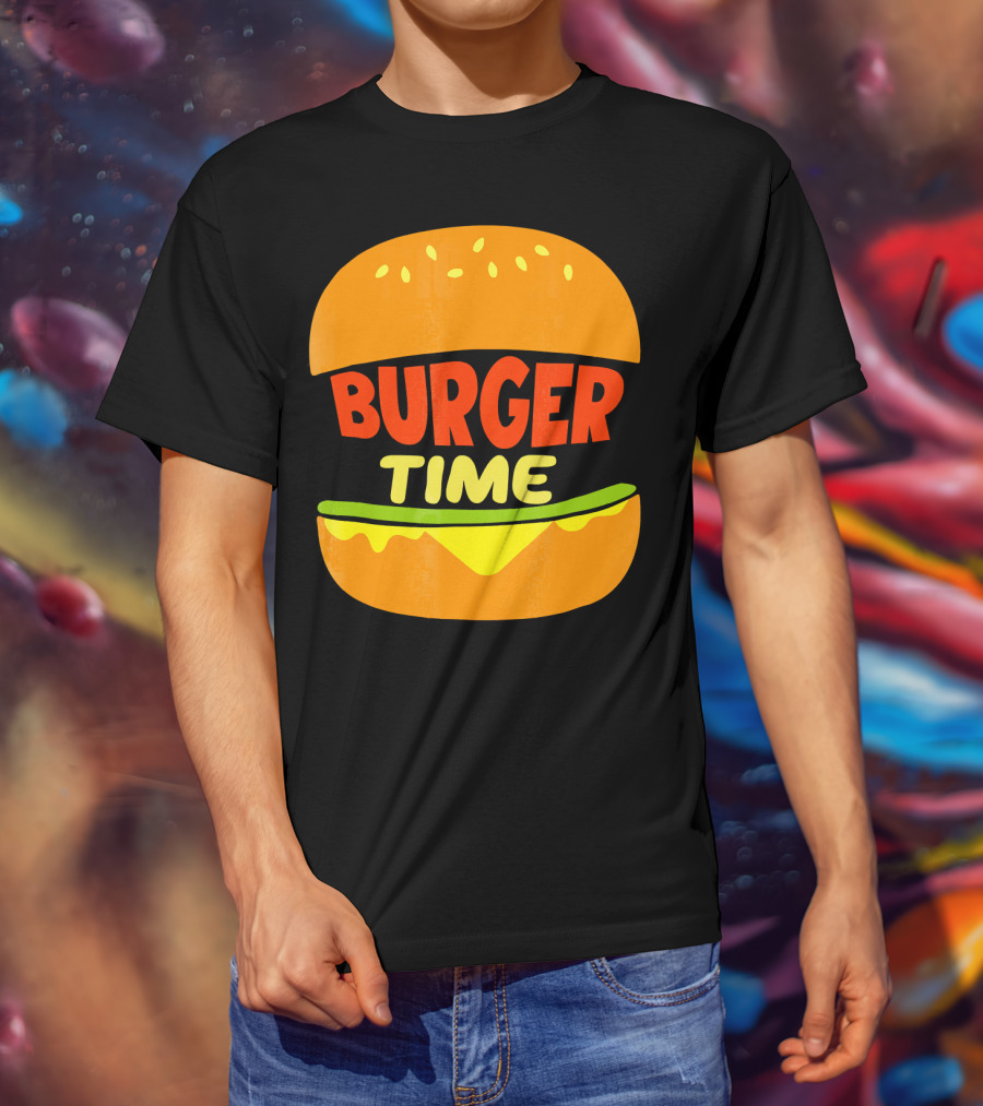 Burger Time Cheeseburger Icon Text T-Shirt