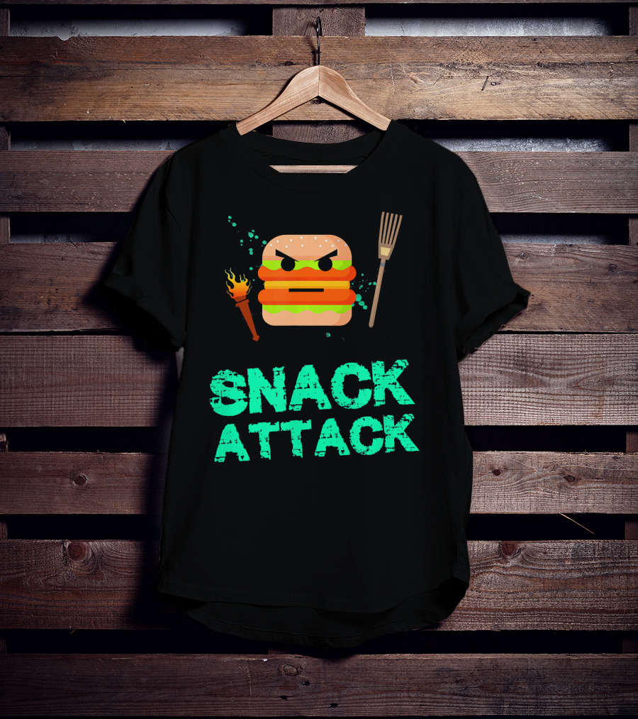Snack Attack Burger Funny Food Snacks T-Shirt