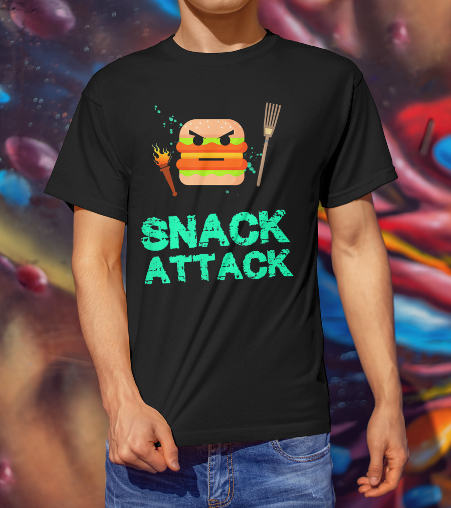 Snack Attack Burger Funny Food Snacks T-Shirt