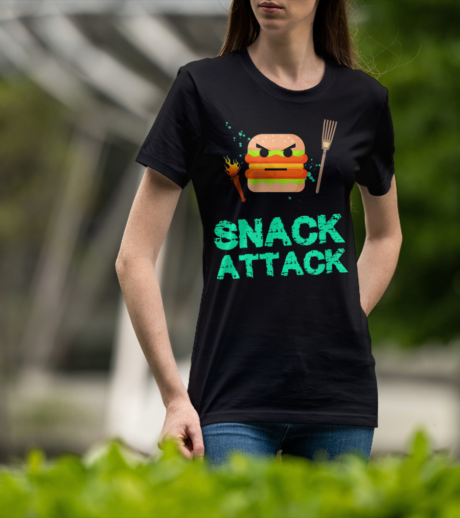 Snack Attack Burger Funny Food Snacks T-Shirt